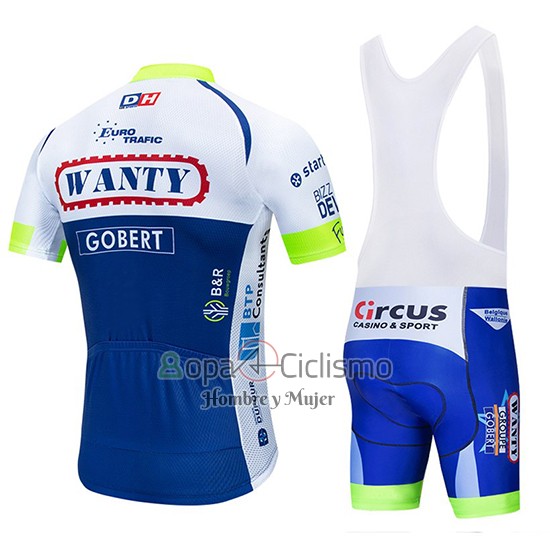 Wanty Ropa Ciclismo Culotte Corto 2019 Mangas Cortas Blanco Azul